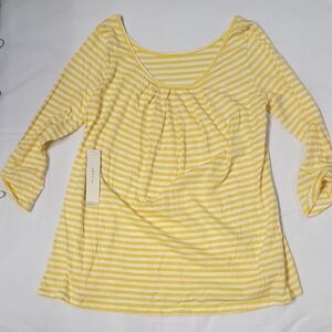 NWT Andrea Jovine Yellow Striped Long Sleeve Maternity Top M